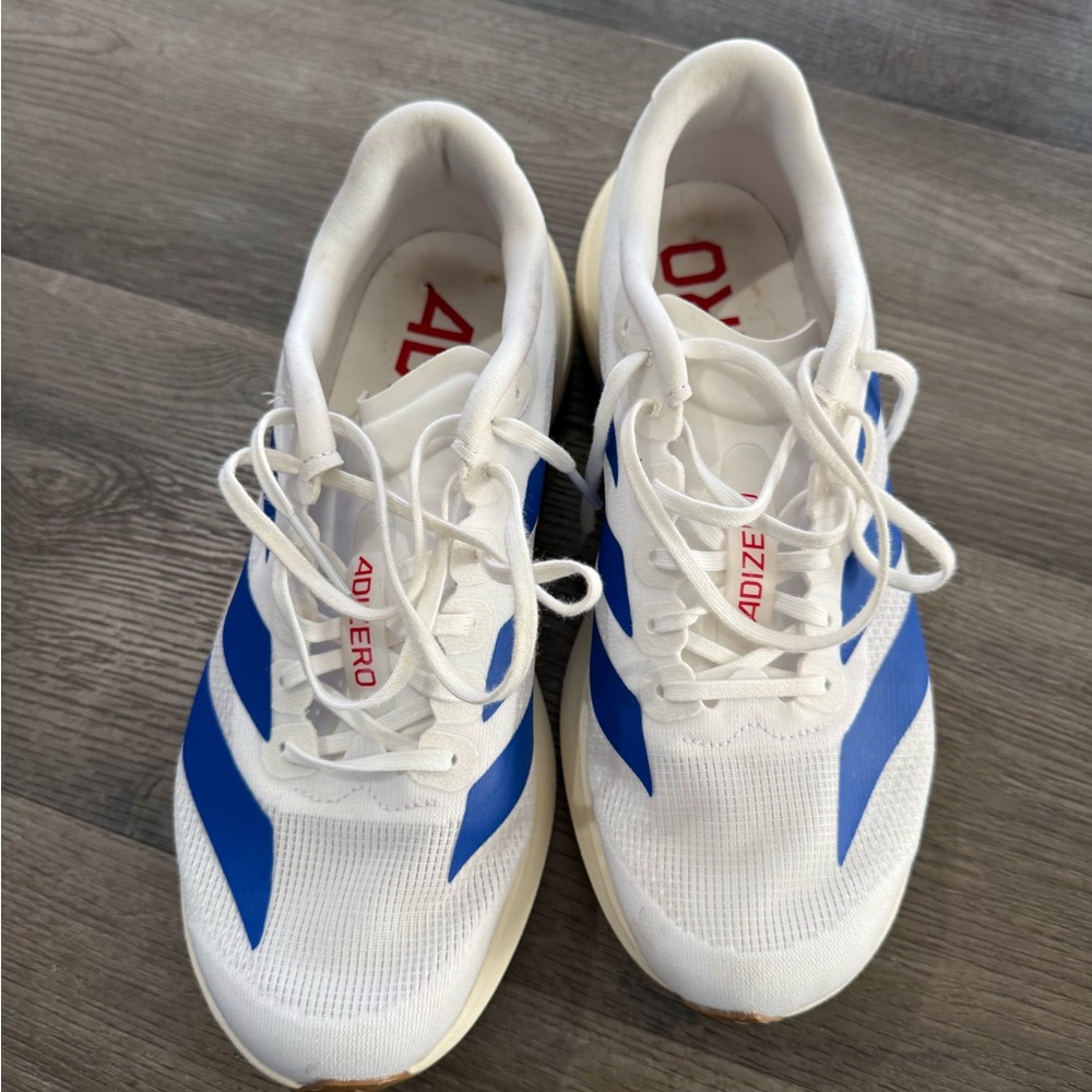 Adidas Adizero White and Blue Running Shoes